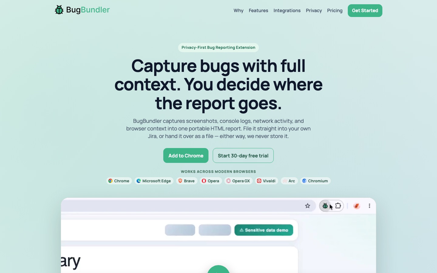 BugBundlers hemsida